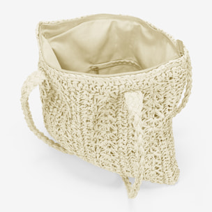 Bolso de playa beige en rafia