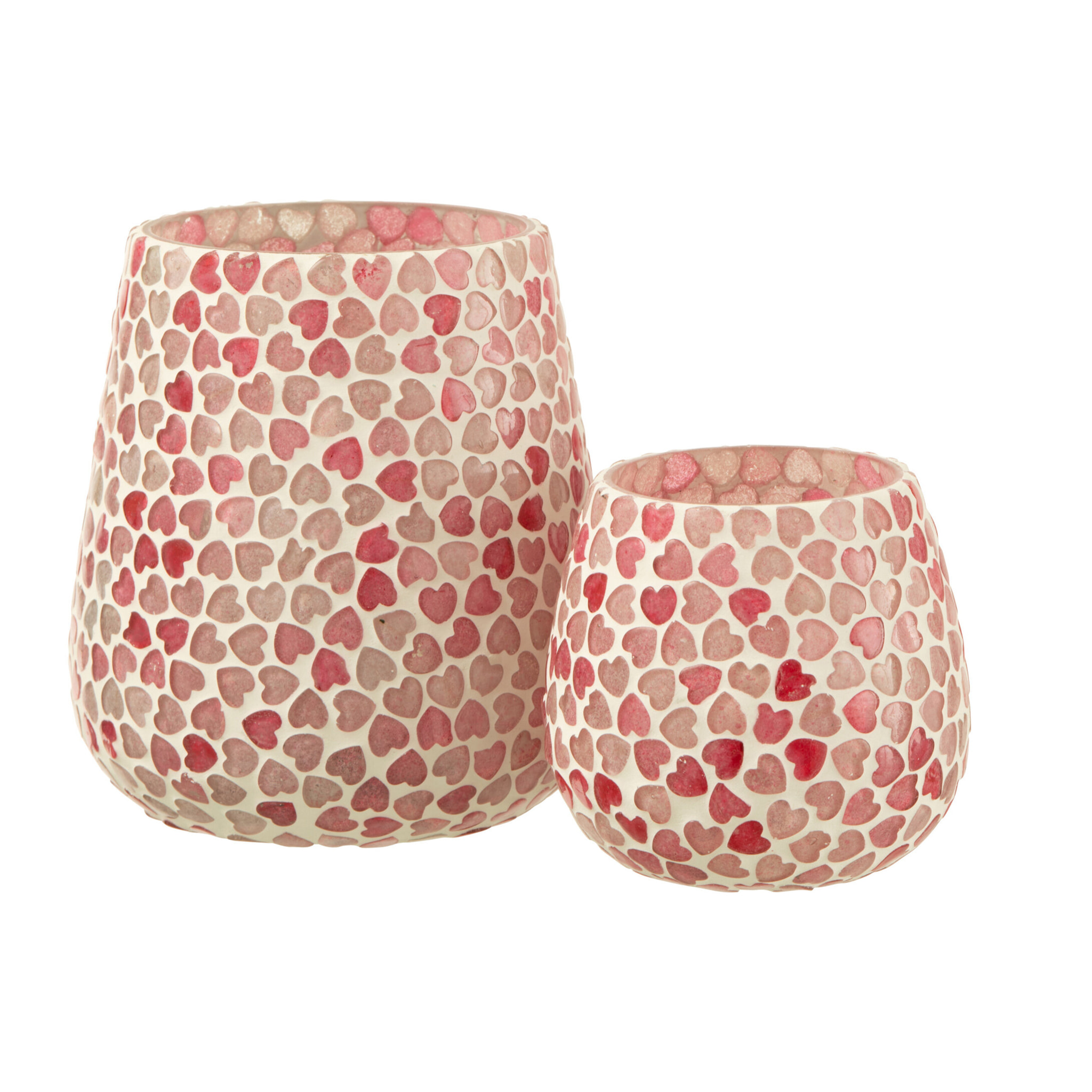 J-Line bougeoir Coeur Mosaïque - verre - rose - large