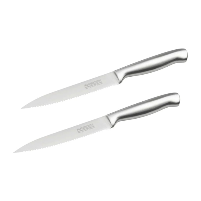 Ensemble de 2 Couteaux de cuisine professionnel 24 cm lame crantée Nirosta Star