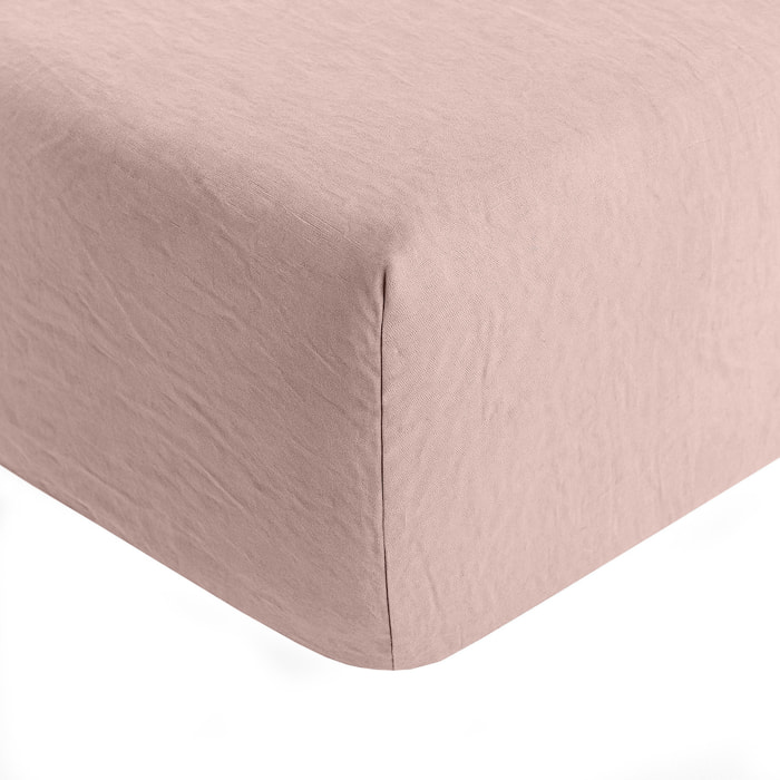 Drap Housse Microfibre Lavee - Bonnet 28cm Rose PoudrÉ