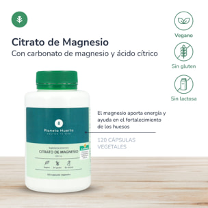 PLANETA HUERTO | Pack 2x Citrato de Magnesio 120 Caps - Suplemento de Magnesio para Energía y Salud Óptima - Citrato de Magnesio Sin Gluten, Vegano y Sin Lactosa