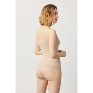 Maglietta con spalline sottili beige