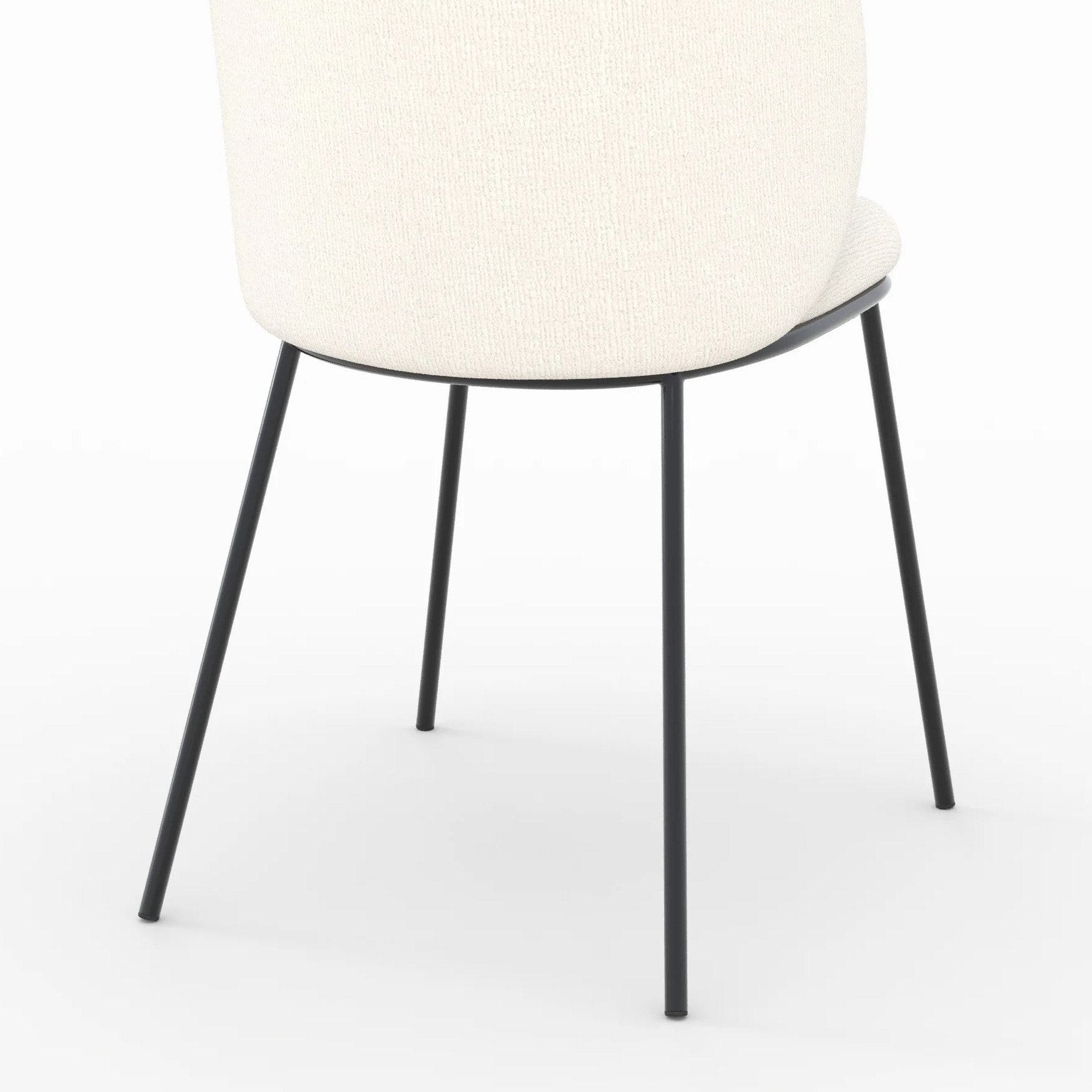Lot de 2 chaises en tissu doux blanc, pieds métal noir - Bulle