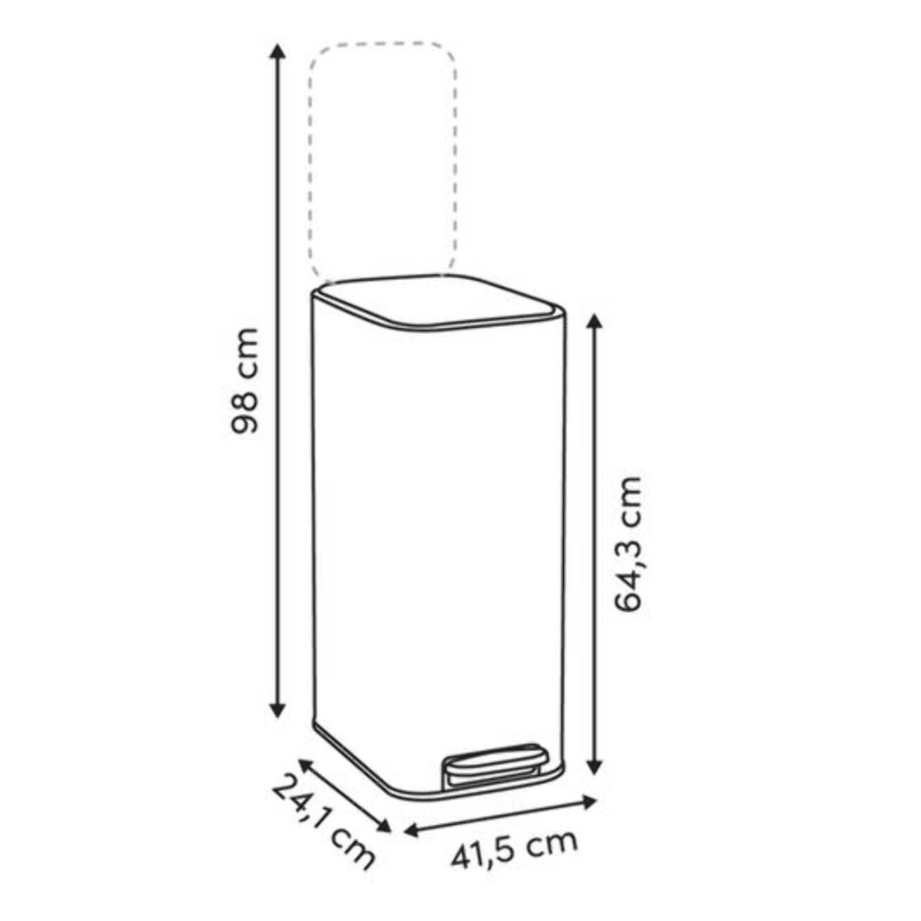 Poubelle slim rectangulaire à pédale Delta 30L vert