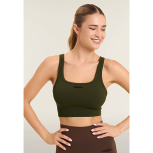 Top sportivo seamless supporto medio con inserti a costine