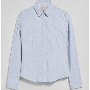 Camicia blu con pied de poule e ricamo Rigby Go