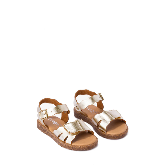 Sandalias De Niña Tira Adherente Platino