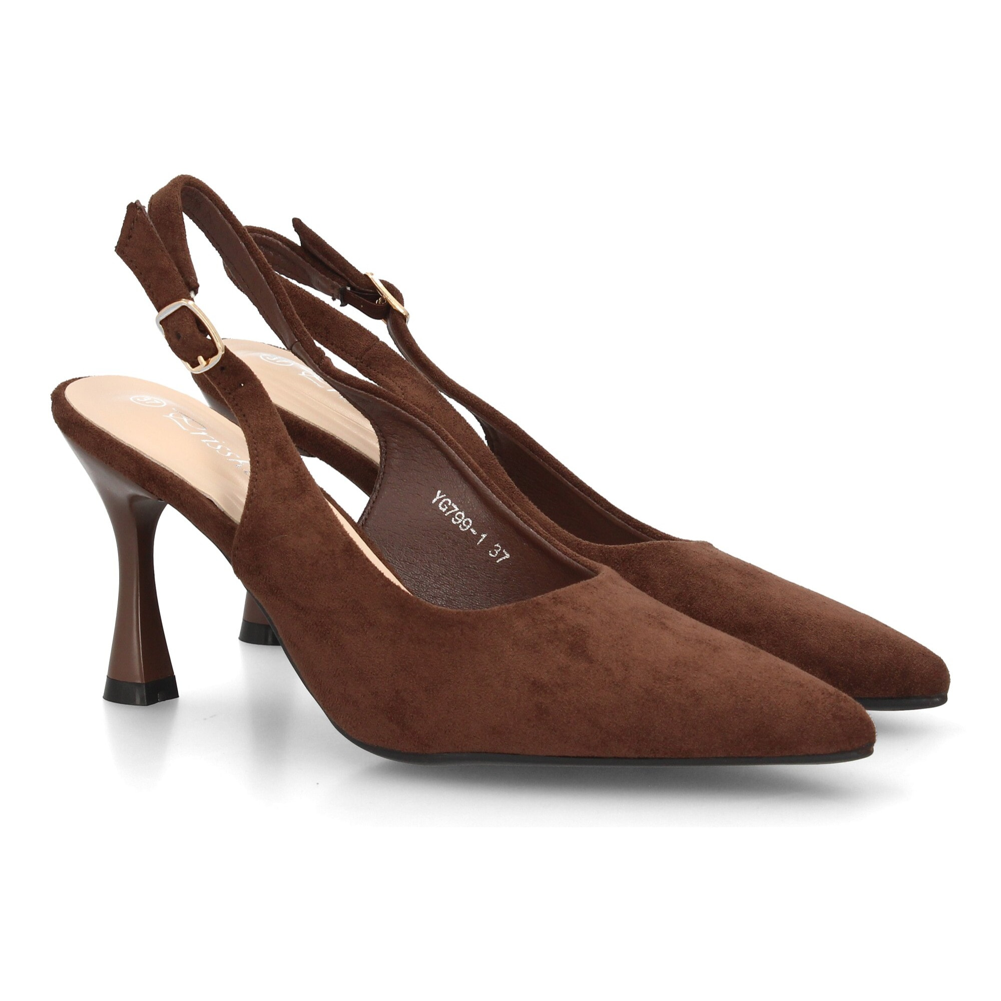 Zapato salón destalonado para mujer con tacón y punta fina