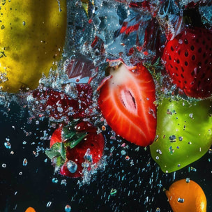 Tableau fruits sous l’eau éclatants Toile imprimée