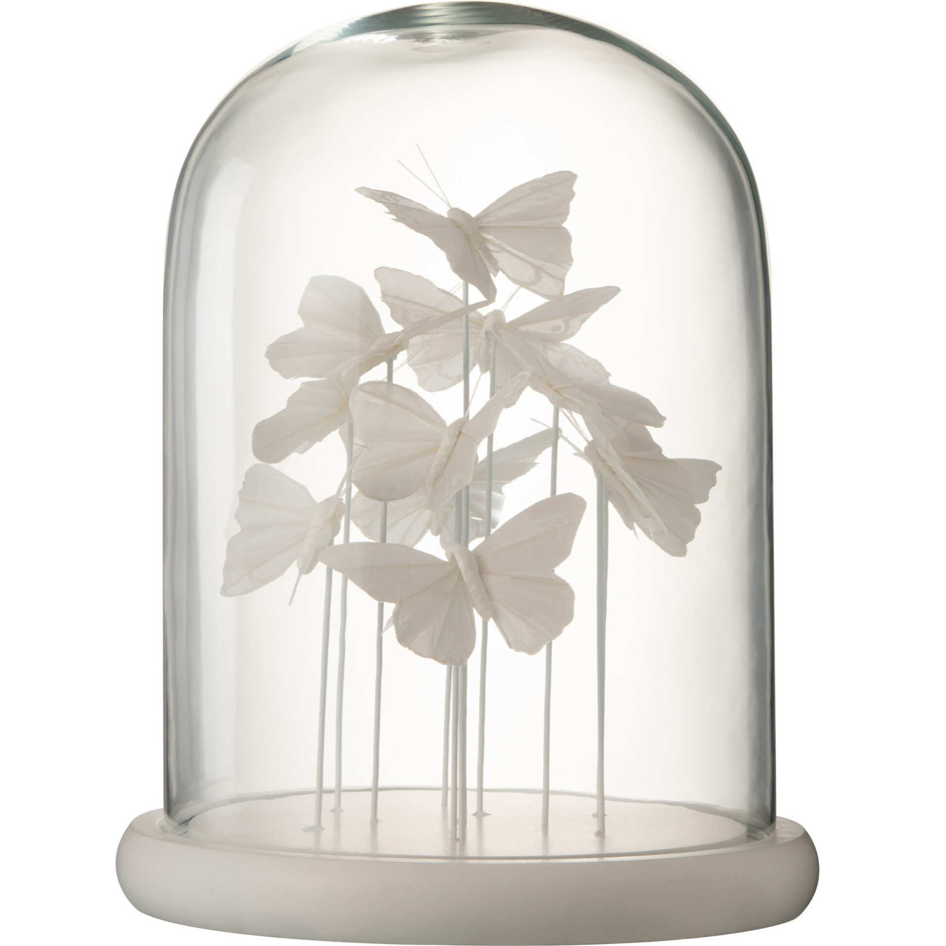 J-Line Cloche Papillons Verre Blanc Large