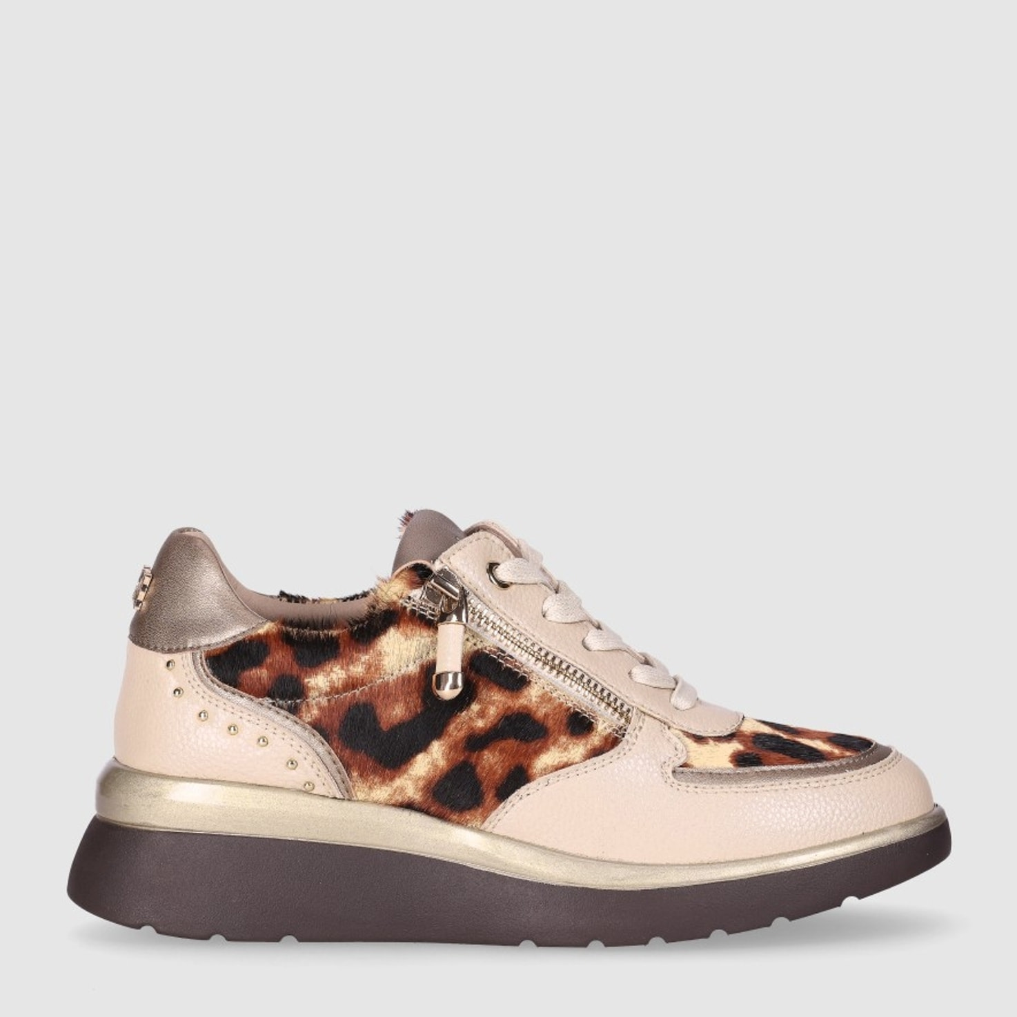 Deportivos de Piel - Beig - Tacón: 5 cm