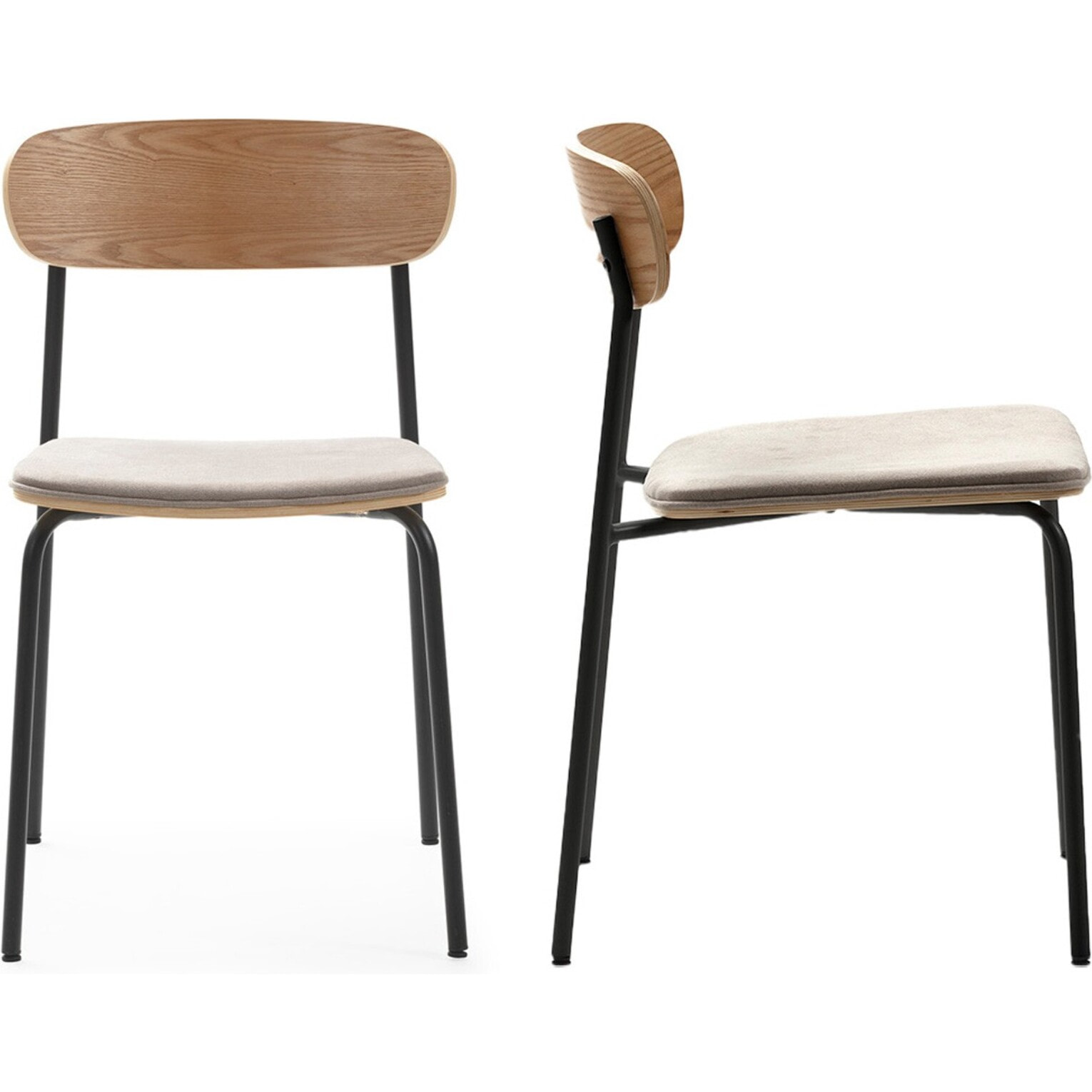 Lot de 2 chaises en tissu et effet bois - SVALA