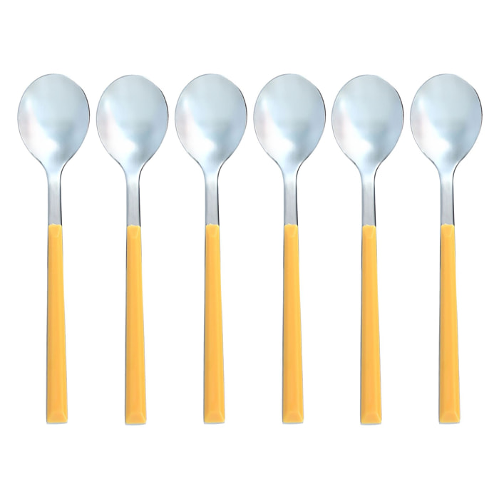 Lot de 6 cuillère à café jaunes en acier inoxydable COLORAMA
