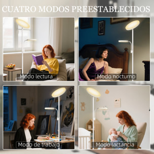 Lámpara de Pie LED Regulable 42W Lámpara de Pie Salón Giratoria con Control Remoto y Táctil Temperatura de Color y Brillo Ajustable para Salas de Estar Dormitorios Oficinas Blanco