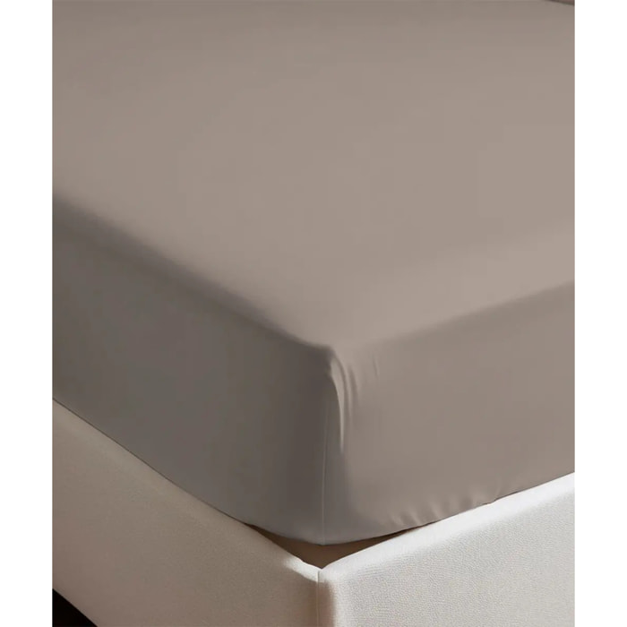 Lenzuolo Inferiore elastico tutto giro PERCALLE TORTORA tinta unita per letto matrimoniale 100% Percalle di Cotone e Made in Italy