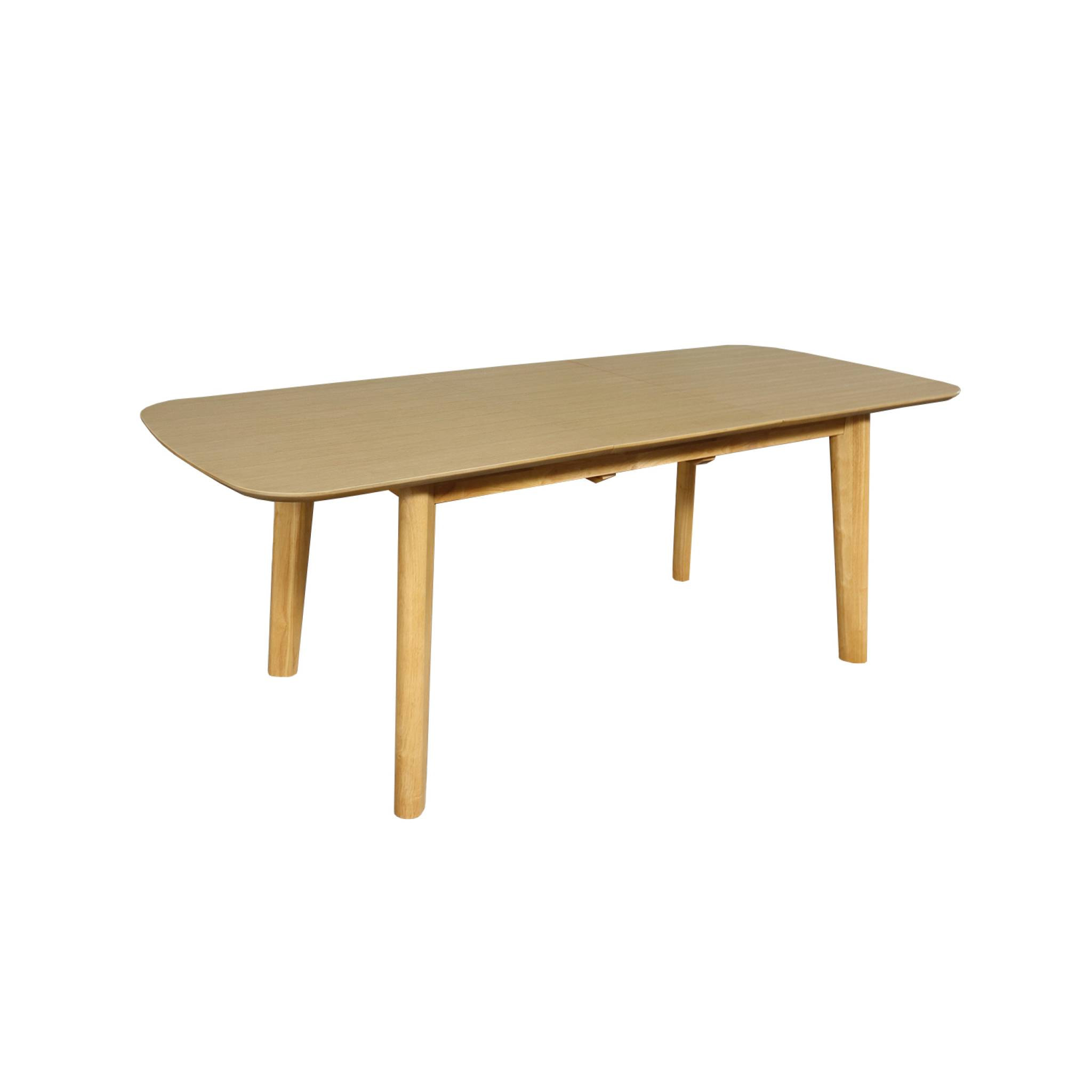 Table à manger extensible rectangulaire 160 - 210cm. placage chêne. teinte naturelle. L 160/210 x P 90 x H 76cm