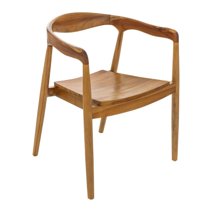 Lot de 2 Fauteuils Diner Teck Miyako Naturel Beige