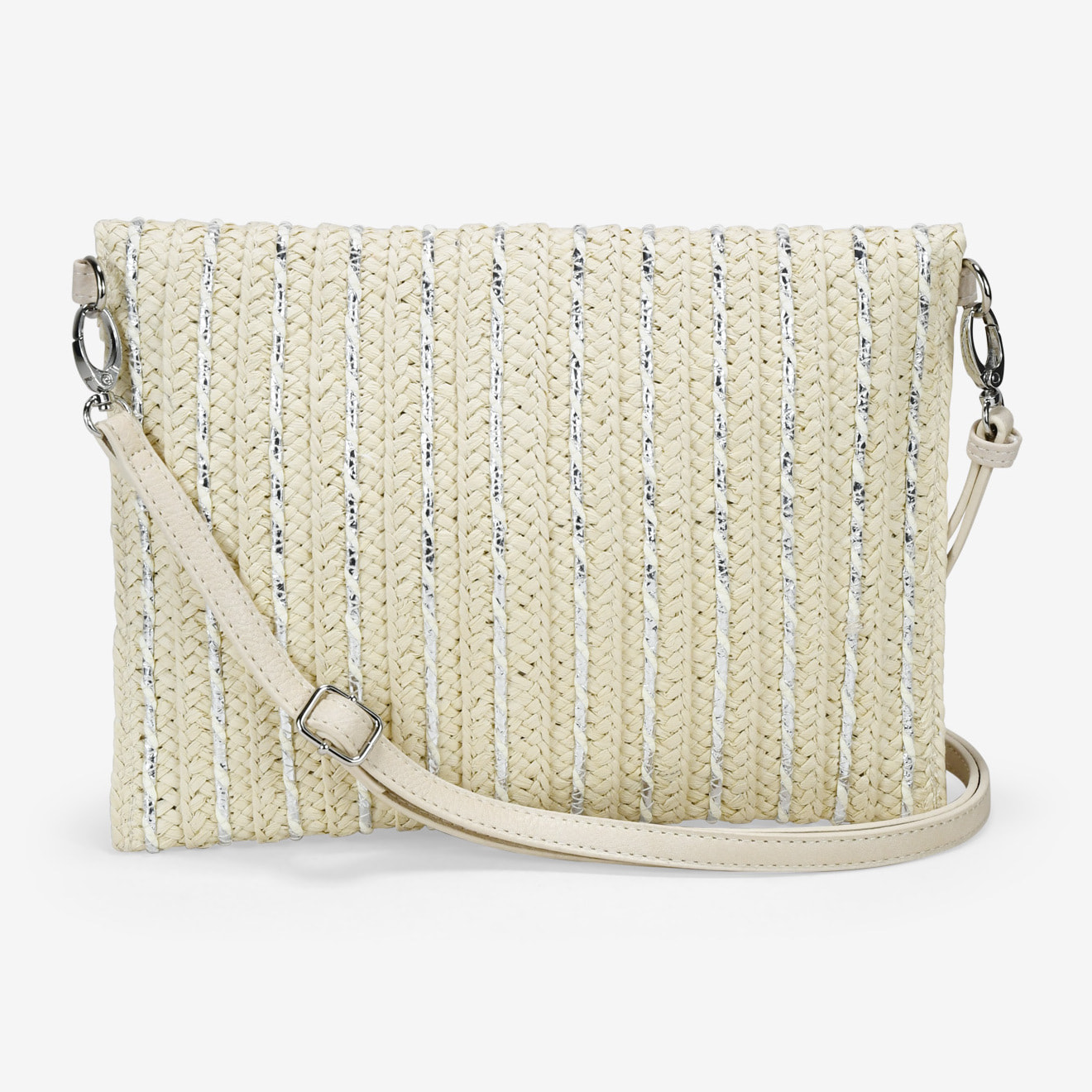 Bolso de mano beige con solapa