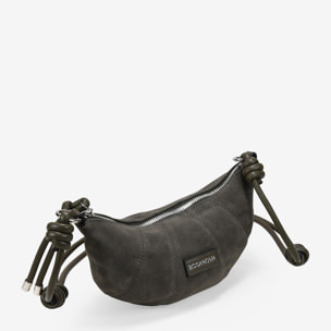 Bolso bandolera gris verdoso pequeño con cremallera