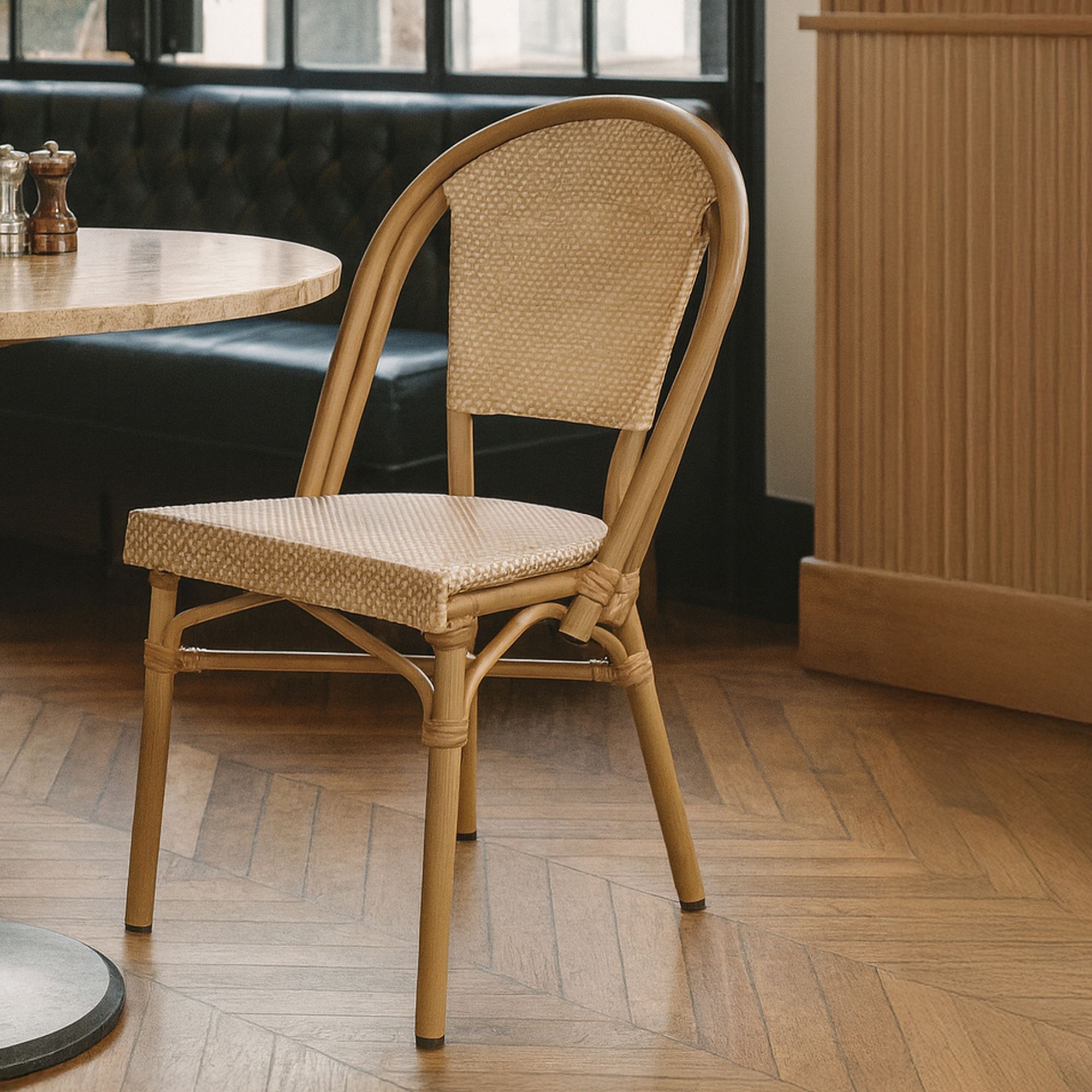 Lot de 2 fauteuils de table beige et structure en aluminium AMALFI