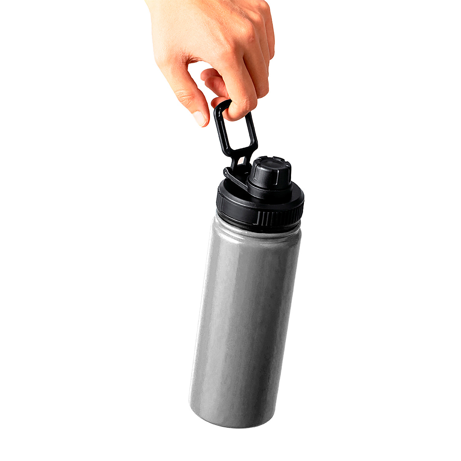 Bidón térmico de acero inox con doble pared y 550 ml de capacidad. Incluye tapa de cierre a rosca, con dosificador y asa.