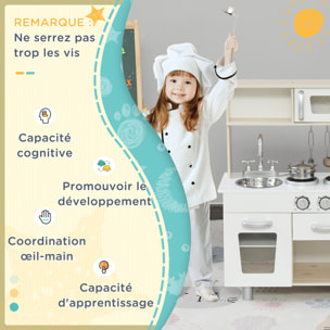 Cuisine bois jeu d'imitation - cuisine enfant - nombreux accessoires & rangements inclus - MDF pin blanc chêne clair