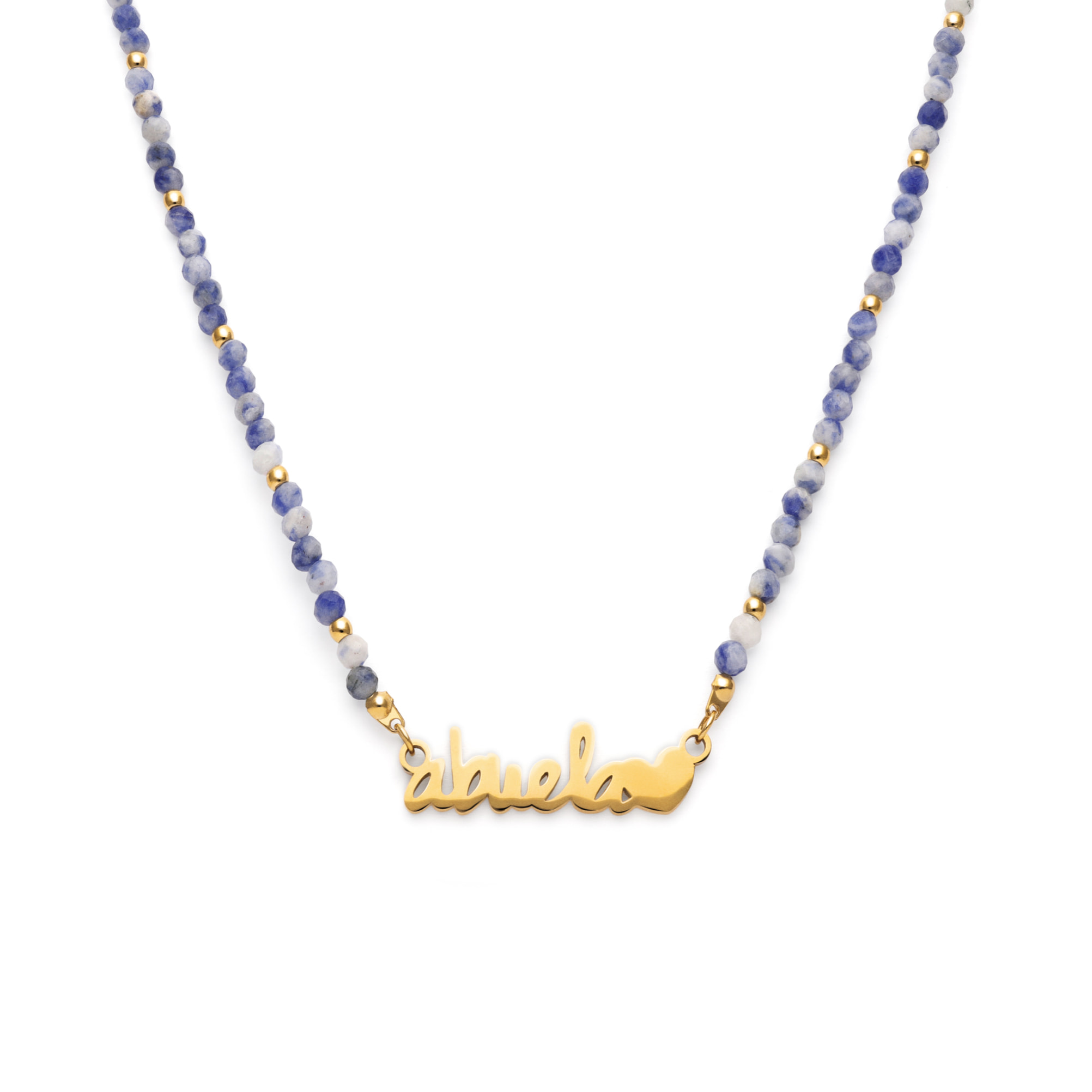 Collar Abuela Heart Cianita Acero Baño Oro