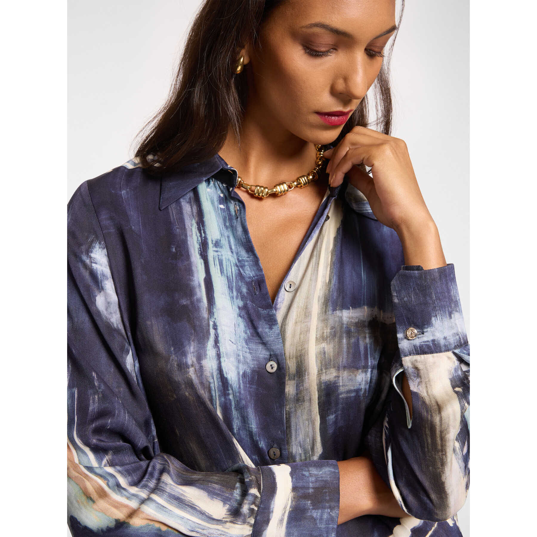 Elena Mirò - Camicia in viscosa stampata - Blu