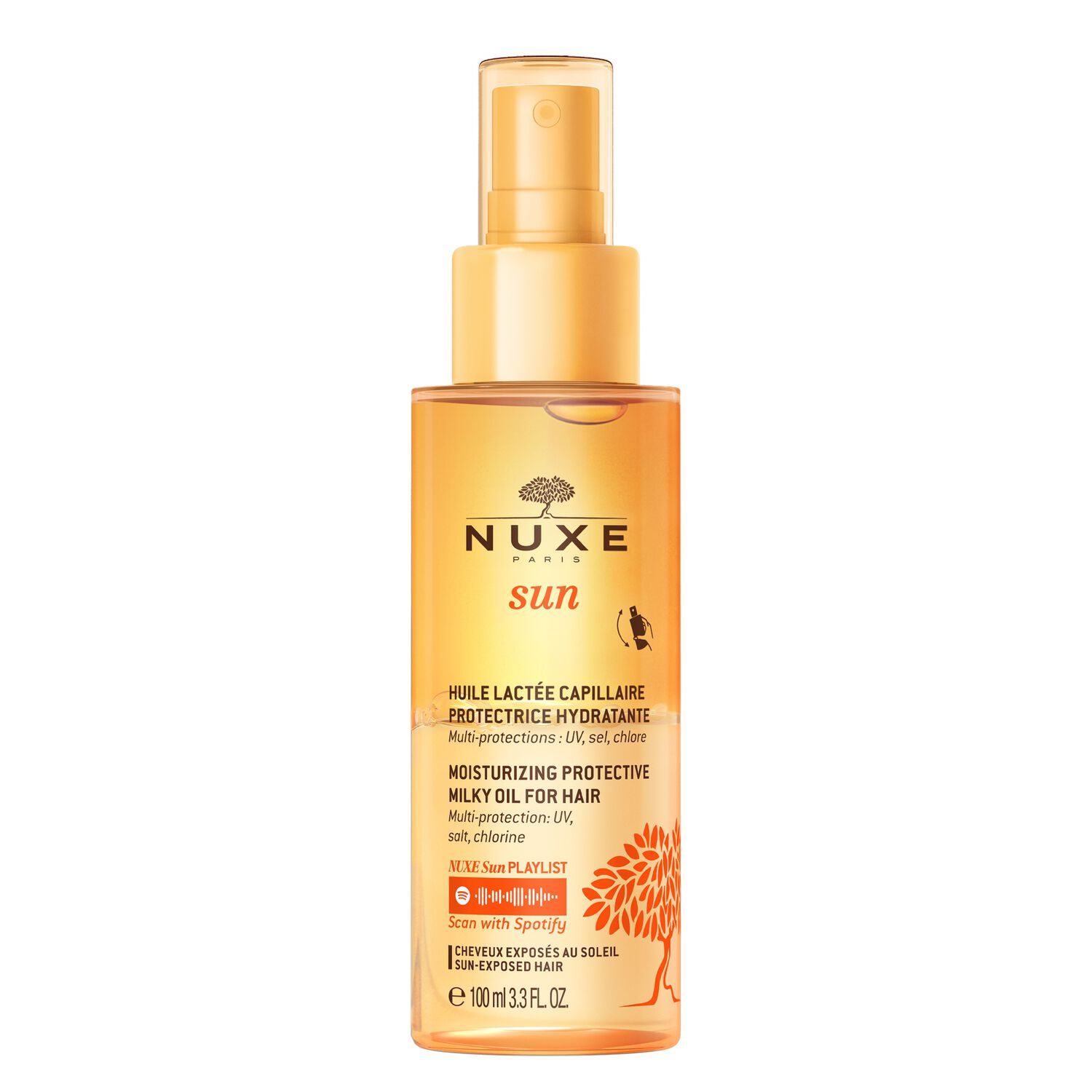 Nuxe Sun  - Huile Lactée Capillaire Protectrice Hydratante - Tous types de cheveux - 100ml
