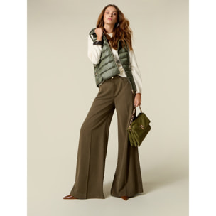 Oltre - Pantaloni palazzo in lyocell con charm - Verde militare