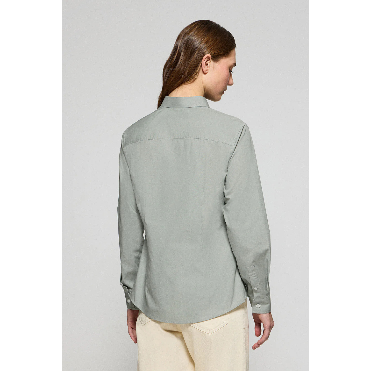 Camisa verde jade Slim fit de popelín con logo