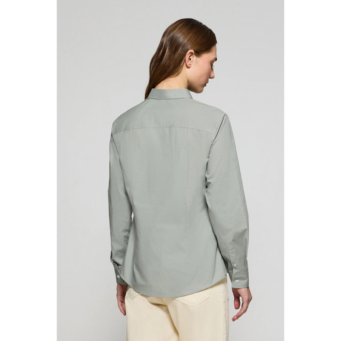 Camisa verde jade Slim fit de popelín con logo