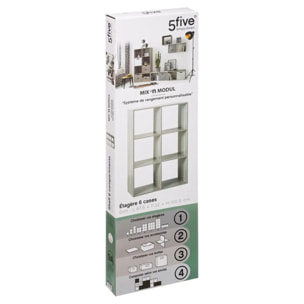 Étagère 6 cases "Mix N' Modul" effet chêne gris