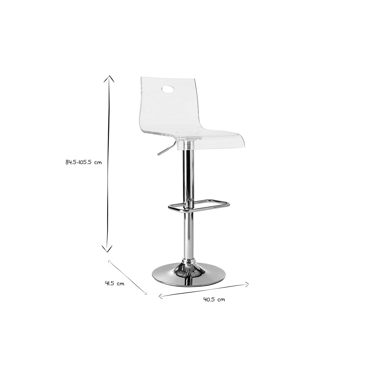 Tabouret de bar design en plexiglas transparent (lot de 2) SATURNE