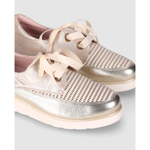 Zapatos de Piel - Platino - Tacón: 3 cm