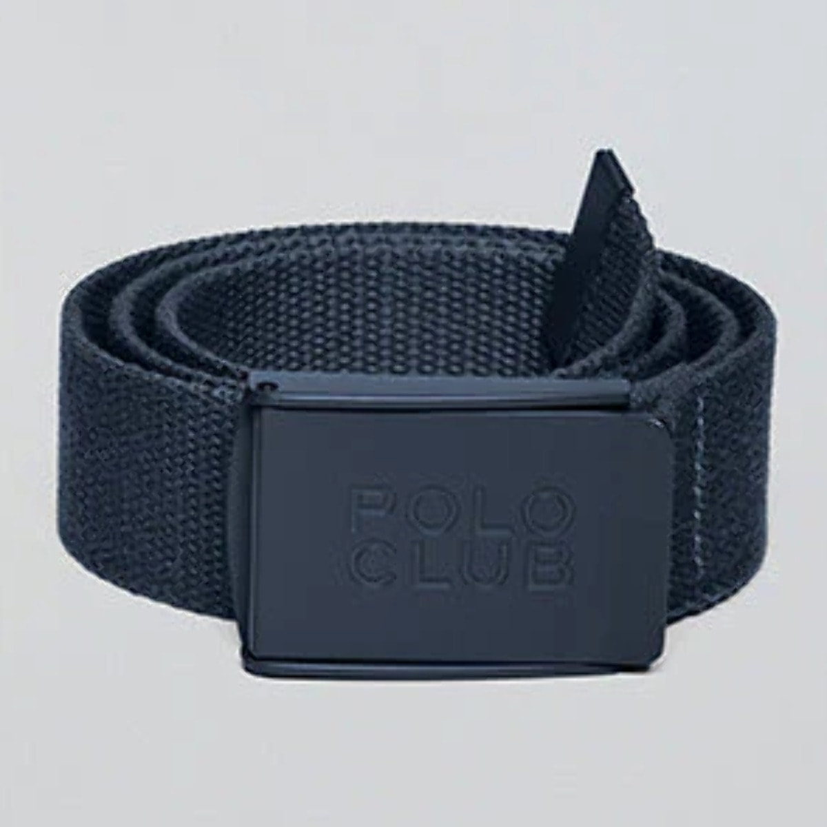 Cintura Brahim in tela blu marino con fibbia con logo