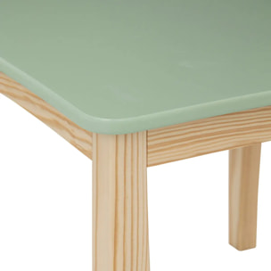 Table "Classic" en pin & bois 60x60cm vert