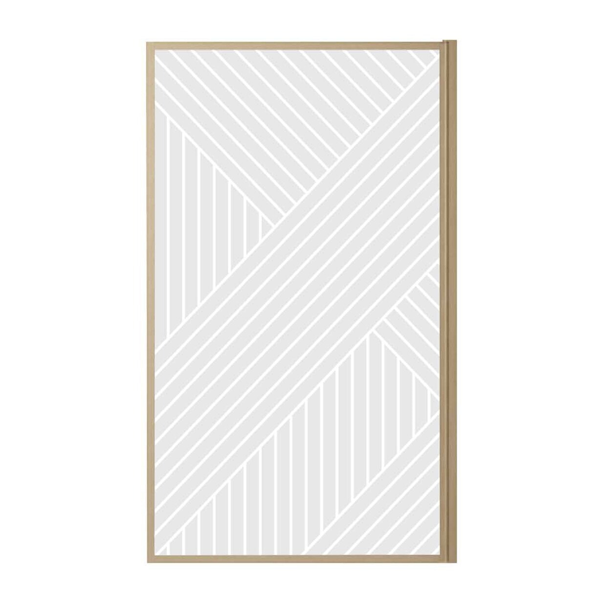 Pare baignoire pivotant 140x80 cm HINATA - style Japandi géométrique - Cadre effet bois - Verre 5 mm