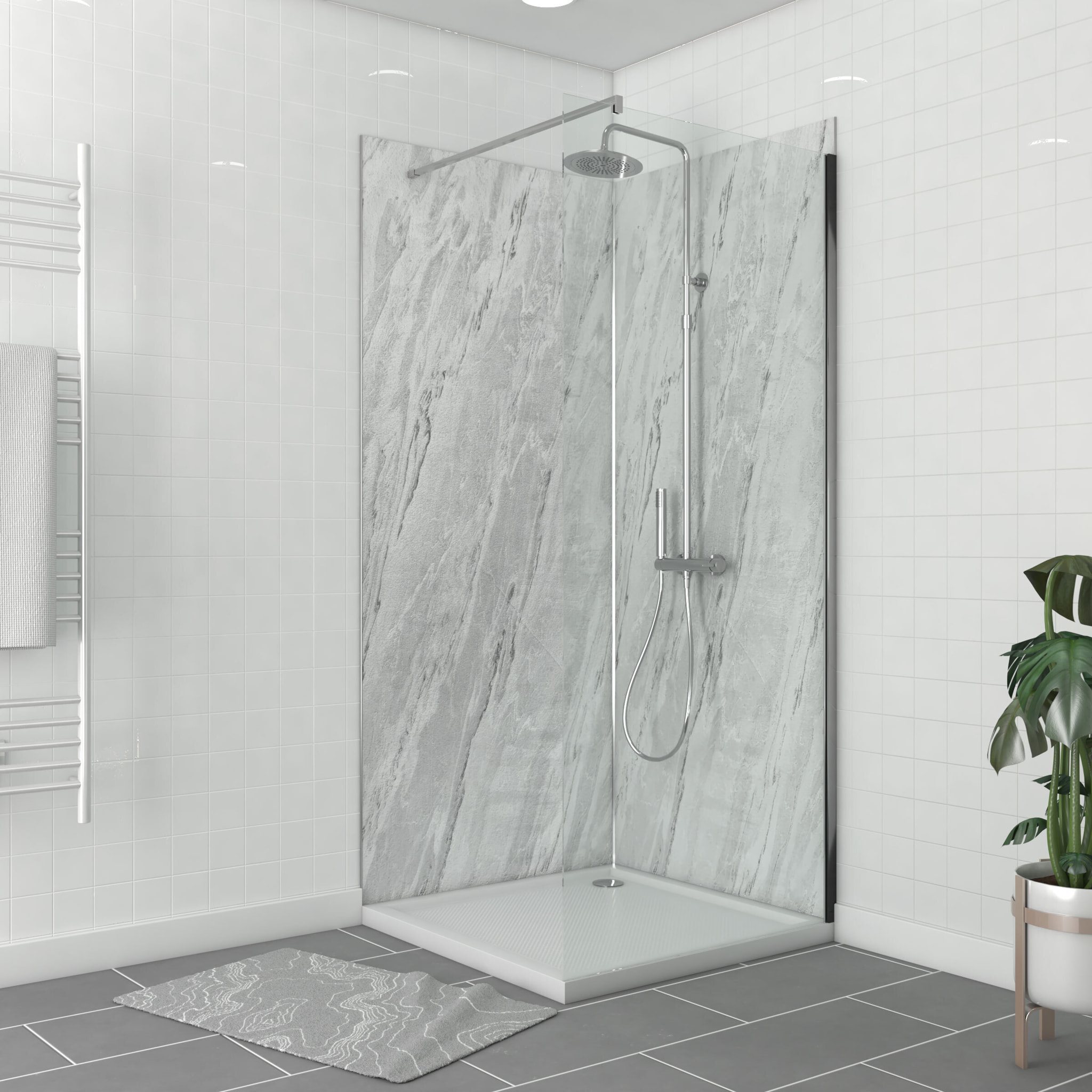Pack de 2 Panneaux Muraux Pierre Artic Storm 90+90x210 cm avec Profilés ANODISE BRILLANT - STONE'IT