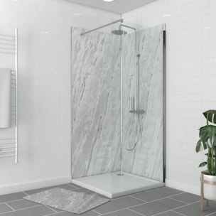 Pack de 2 Panneaux Muraux Pierre Artic Storm 90+90x210 cm avec Profilés ANODISE BRILLANT - STONE'IT