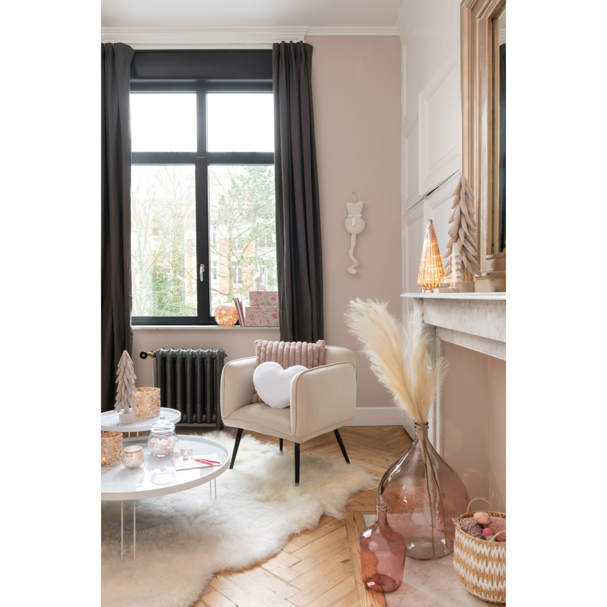 J-Line vase Bouteille Terra - verre - rose - small -  Ø 18 cm