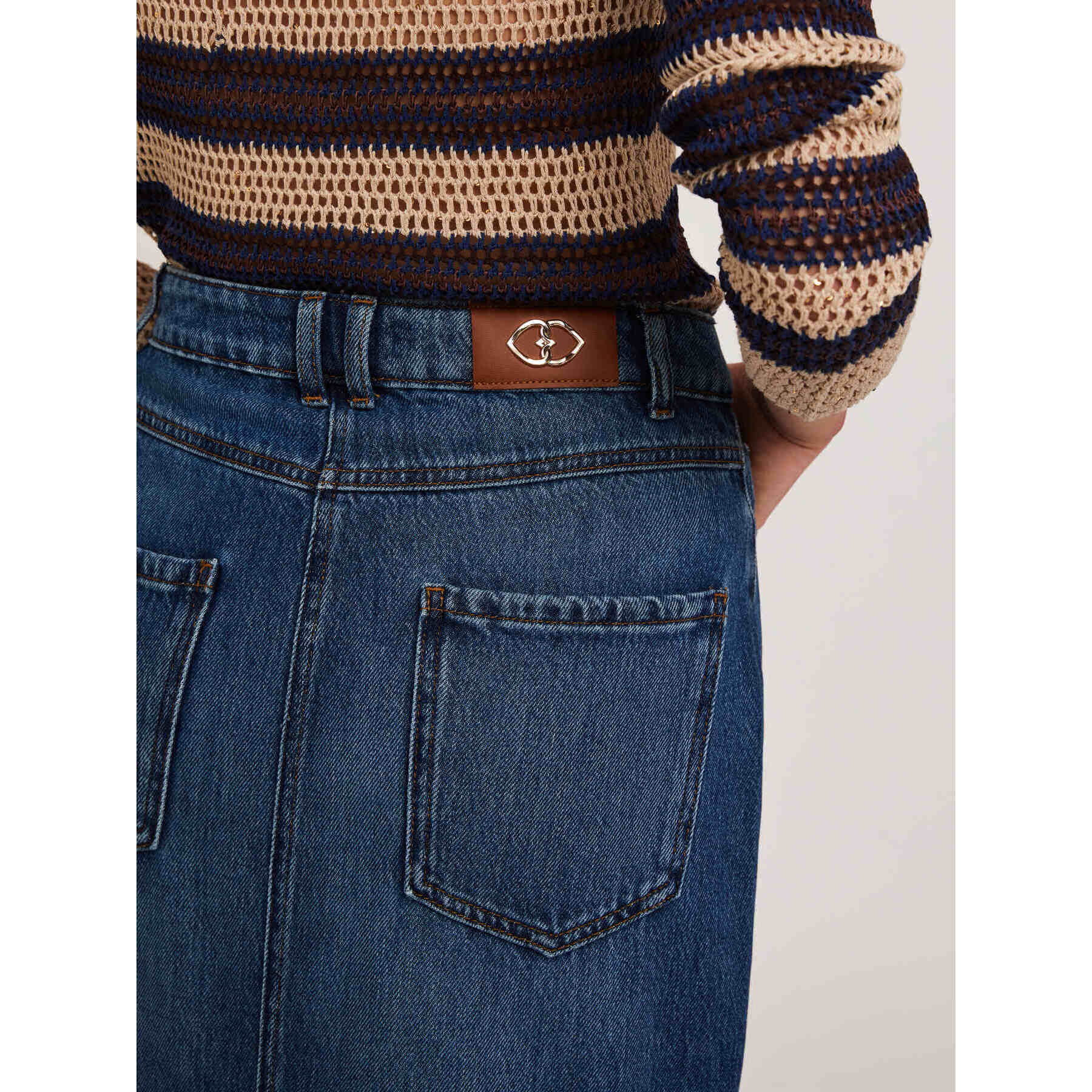 Motivi - Gonna longuette in denim - Blu