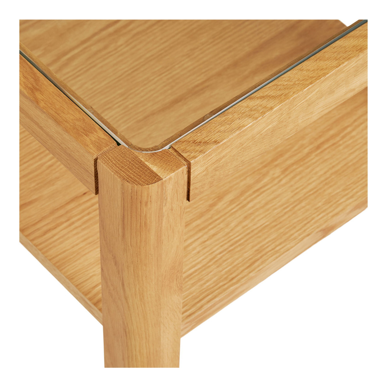 Tavolino d'appoggio Lourmarin in rovere e vetro temperato naturale 40×40×45 cm