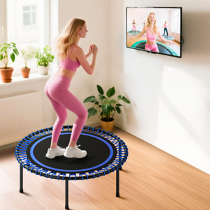 Trampolín de Fitness Adultos Ø114 cm, Cama Elástica con Marco de Acero Reforzado, para Entrenamiento Piernas, Cuerpo en Hogar, Oficina, Gimnasio, Azul y Negro