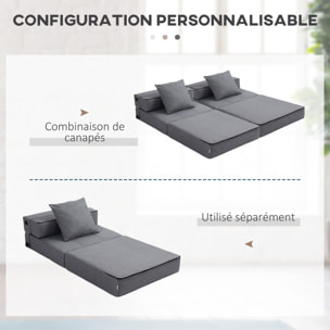 Chauffeuse canapé-lit convertible 1 place - coussin déhoussable inclus - tissu gris