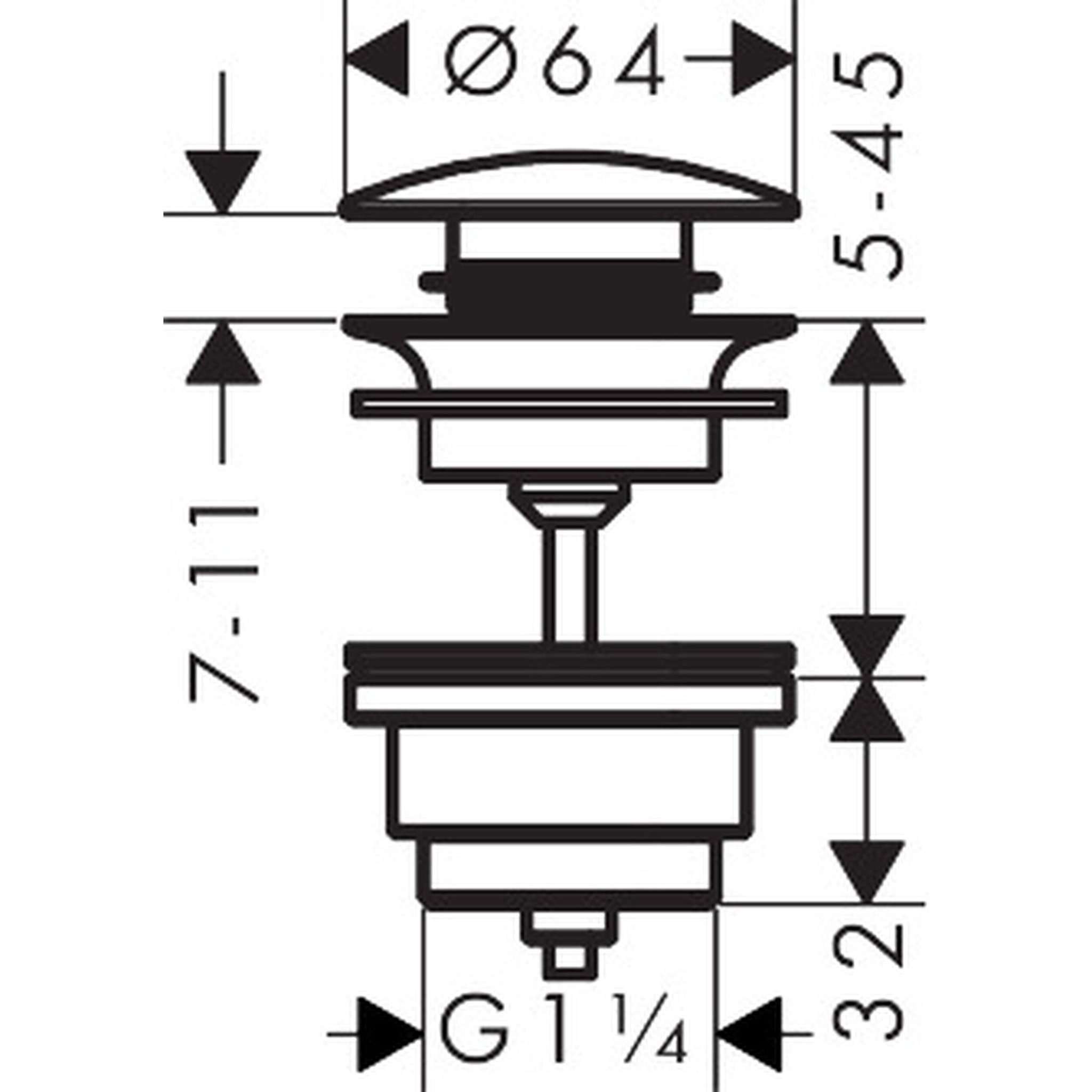 Bonde Lavabo laiton Clic-Clac, Noir mat
