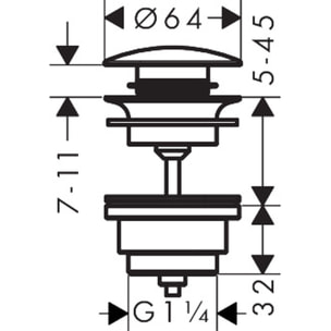 Bonde Lavabo laiton Clic-Clac, Noir mat