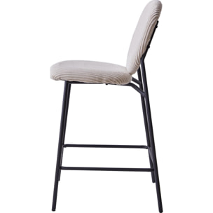 Lot de 2 tabourets de bar en velours côtelé - BETTY