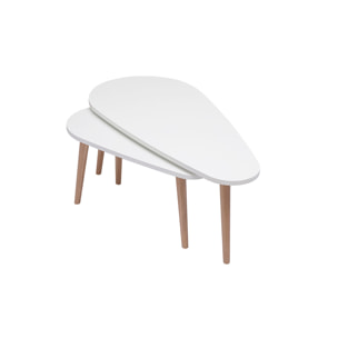 Tables basses gigognes scandinaves blanc et bois clair chêne massif (lot de 2) ARTIK