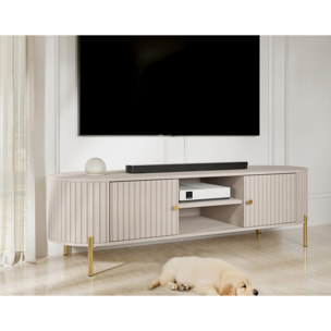 Jaime - meuble tv 175 cm - 2 portes et 2 niches - Beige